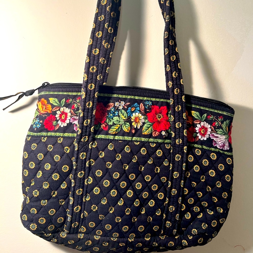 Vintage Vera Bradley Black Floral Sunflower Purse!